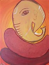 Ganesha, Painting by Sohini Ghosh, Acrylic on canvas, 15.75 x 11.81 inches