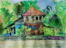 The Place, Painting by Narendra Gangakhedkar, Watercolor on paper, 12 x 16 inches