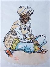 Untitled - 22, Painting by Natubhai Mistry, Watercolour on Paper, 11 x 8 inches