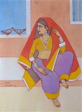 Untitled - 64, Painting by Natubhai Mistry, Watercolour on Paper, 14 x 10.5 inches