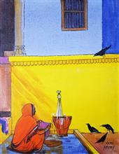 Untitled - 86, Painting by Natubhai Mistry, Acrylic on Canvas board, 18 x 14 inches