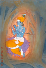 Krishna, painting by Natu Mistry