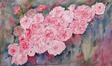 Cascading Roses, Painting by Manju Srivatsa, Watercolour on Paper, 17 x 28  inches