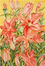 Lilies Unlimited, Painting by Manju Srivatsa, Watercolour on Paper, 22 x 15 inches