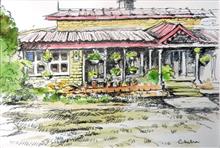 At Somerset Lodge Mukteshwar - 4, painting by Chitra Vaidya, Ink & Watercolour on Paper, 6.5 x 9.5 inches, Mount - 9.5 x 12inches