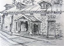 Kumaon Heritage - 6, sketch by Chitra Vaidya, Ink & Pen on Paper, 8 x 10.5 inches, Mount - 11 x 14 inches