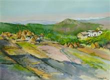 Kumaon Landscape - 2, Painting by Chitra Vaidya, Watercolour on Paper, 10 x 14 inches
