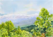 Kumaon Landscape - 4, Painting by Chitra Vaidya, Watercolour on Paper, 10 x 14 inches
