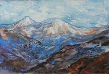 Kumaon Mountains - 6, Painting by Chitra Vaidya, Watercolour & Tempera on Paper, 6.5 x 9.5 inches