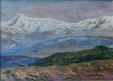 Kumaon Mountains 10, painting by Chitra Vaidya, Watercolour & Tempera on Paper, 3.5 x 4.5 inches