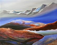 Kumaon Mountains - 15, Painting by Chitra Vaidya, Oil & Acrylic on Canvas, 24 x 30  inches