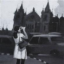 Mumbai Diary - 105, painting by Anwar Husain, Acrylic on Canvas, 8 x 8 inches 