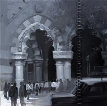Mumbai Diary - 3, painting by Anwar Husain, Oil on Canvas, 36 x 36 inches 
