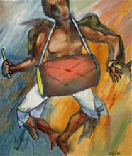 Bangla Dhol, painting by Milon Mukherjee