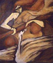 Saraswati with Veena, painting by Milon Mukherjee