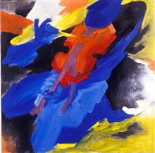 Fiddler with a Red Heart, painting by Milon Mukherjee