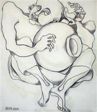 Ghatam ii, painting by Milon Mukherjee