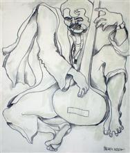 Sitar, painting by Milon Mukherjee