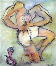 Snake Charmer 1, painting by Milon Mukherjee