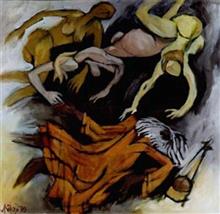 Baul, painting by Milon Mukherjee, Oil on Canvas, 48 x 48 inches