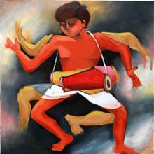 Cosmo Rhythm, painting by Milon Mukherjee, Oil on Canvas, 36 x 36  inches