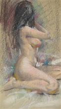 Nude Figure, Painting by John Fernandes, Oil Pastel, 20 x 13 inches