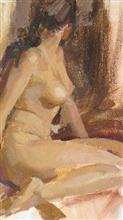 Nude (The Sculpted Figure), Painting by John Fernandes, Oil on Canvas, 17 x 11 inches