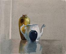 Still Life Reflection, Painting by John Fernandes, Watercolour on Paper, 11 x 15 inches