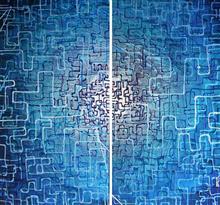 Fluence (2 Panels), Painting by Anuj Malhotra, Mixed medium on canvas, 34 x 36 inches 