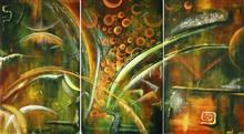 New Vistas (3 Panels), Painting by Anuj Malhotra, Mixed medium on canvas, 30 x 54 inches