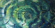 Resonance, Painting by Anuj Malhotra, Mixed medium on canvas, 18 x 34 inches