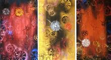 Vitality (3 Panels), Painting by Anuj Malhotra, Mixed medium on canvas, 30 x 54  inches