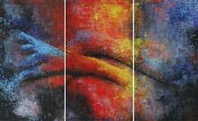 Tranquility (3 Panels), Painting by Anuj Malhotra, Mixed medium on canvas, 34 x 54 inches