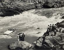 Negotiating a very difficult pass on the Ganges, Indo-New Zealand Jet Boat Expedition, 1977, Photo by Prem Vaidya