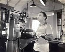 JRD TATA, 1972 working on his personal lathe machine at his residence 'The Cairn' on Altamount Road, Bombay, Photo by Prem Vaidya