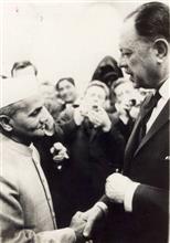 Prime Minister Shastri with Pakistani President Ayub Khan at the Tashkent Peace Conference, Jan 1966, Photo by Prem Vaidya