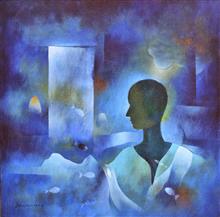 Blues, painting by Bhawana Choudhary, Acrylic on Canvas, 24 x 24   inches