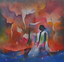 Lotus, painting by Bhawana Choudhary, Acrylic on Canvas, 24 x 24  inches 