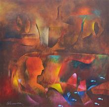 Miracle Stone, painting by Bhawana Choudhary, Acrylic on Canvas, 24 x 24 inches 