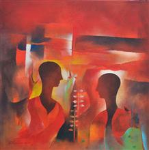 Twins, painting by Bhawana Choudhary, Acrylic on Canvas, 24  X 24  inches 