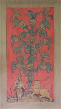 Tree of Life - 15, Painting by T. Mahicha, Natural Dyes on Silk, 67 x 29 inches