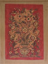Tree of Life - 6, Painting by T. Mahicha, Natural Dyes on Cotton, 37 x 26 inches