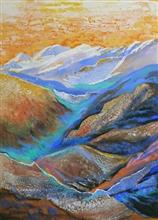 Call of Himalayas - 1, painting by Chitra Vaidya, Mixed Media on Paper, 29 x 21 inches