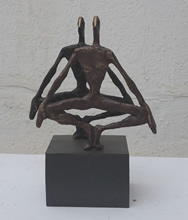 Yoga - 1, Sculpture by Bhushan Pathare, Brass, 7.5 x 7 x 3 inches