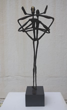 Yoga - 16, Sculpture by Bhushan Pathare, Brass and Aluminium, 37 x 11 x 11 inches