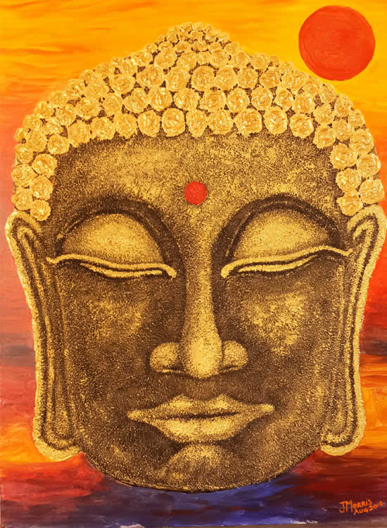 Buddha - 2, Painting by Artist Jerome Morris, Mixed Media on Canvas board , 30 x 22 inches
