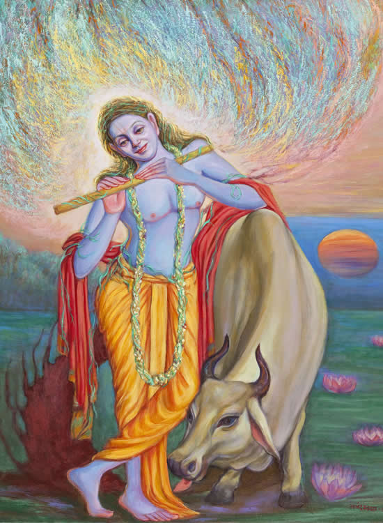 Krishna, Painting by Artist Kishor Randiwe, Oil on Canvas, 60 x 48 inches