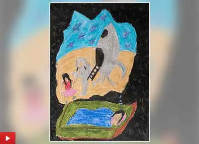 Earth and sky painting by Asha Garel (class 7)