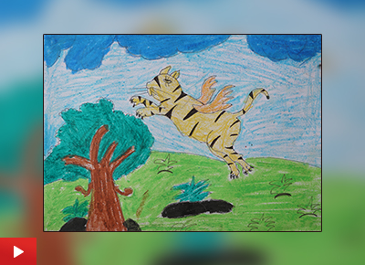 Flying tiger by child artist Vaishali Mandal (class 7)