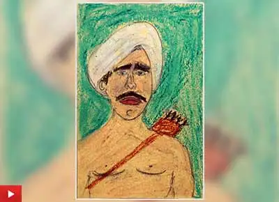 Painting of Birsa Munda by Vinod Tumbada (class 8)